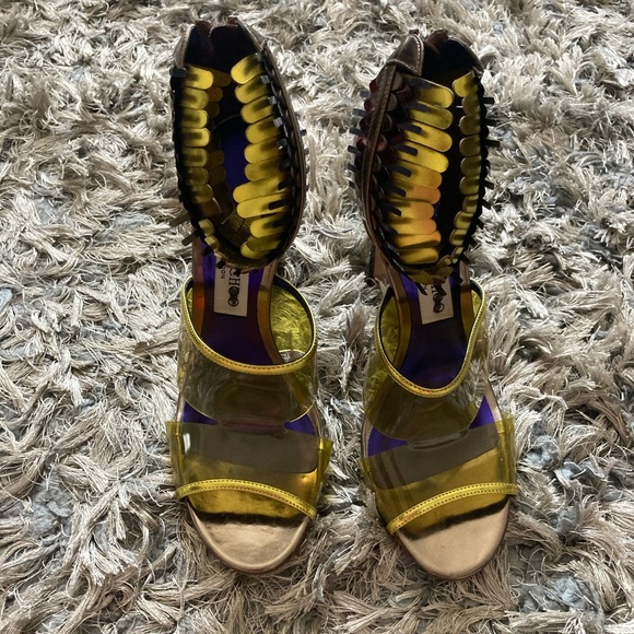 Jimmy Choo RARE metallic leather-trimmed - Picture 2 of 5